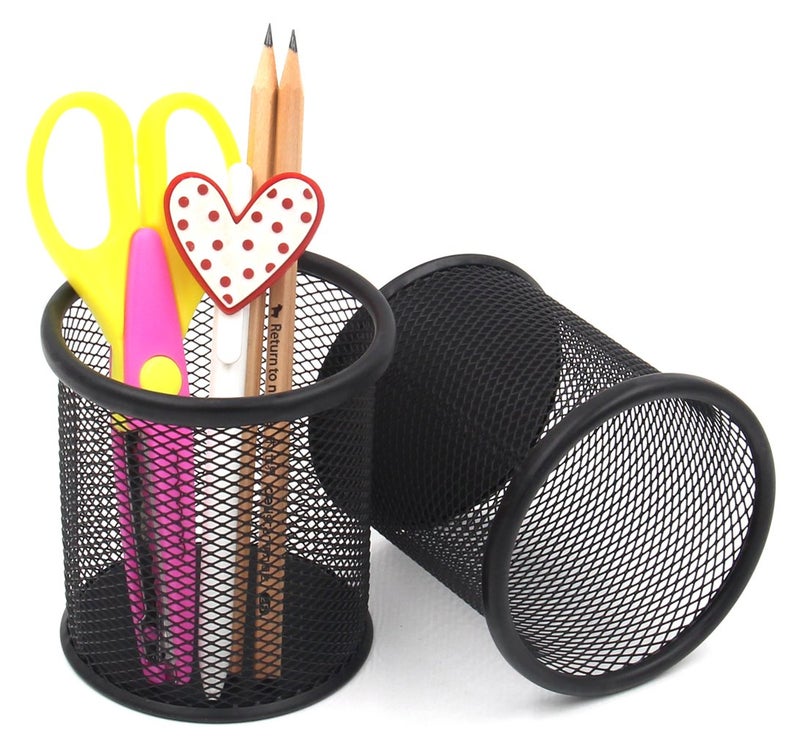 EasyPAG Pencil Holder for Desk, 2 Pack Metal Pen Organizer, Mesh Pencil Cup Organizer for Home, Office, Classroom, School, Black - Image 3